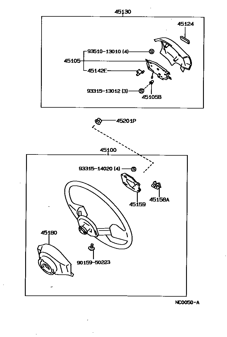 Toyota COROLLA Steering Wheel EPC diagram — NC0050A
