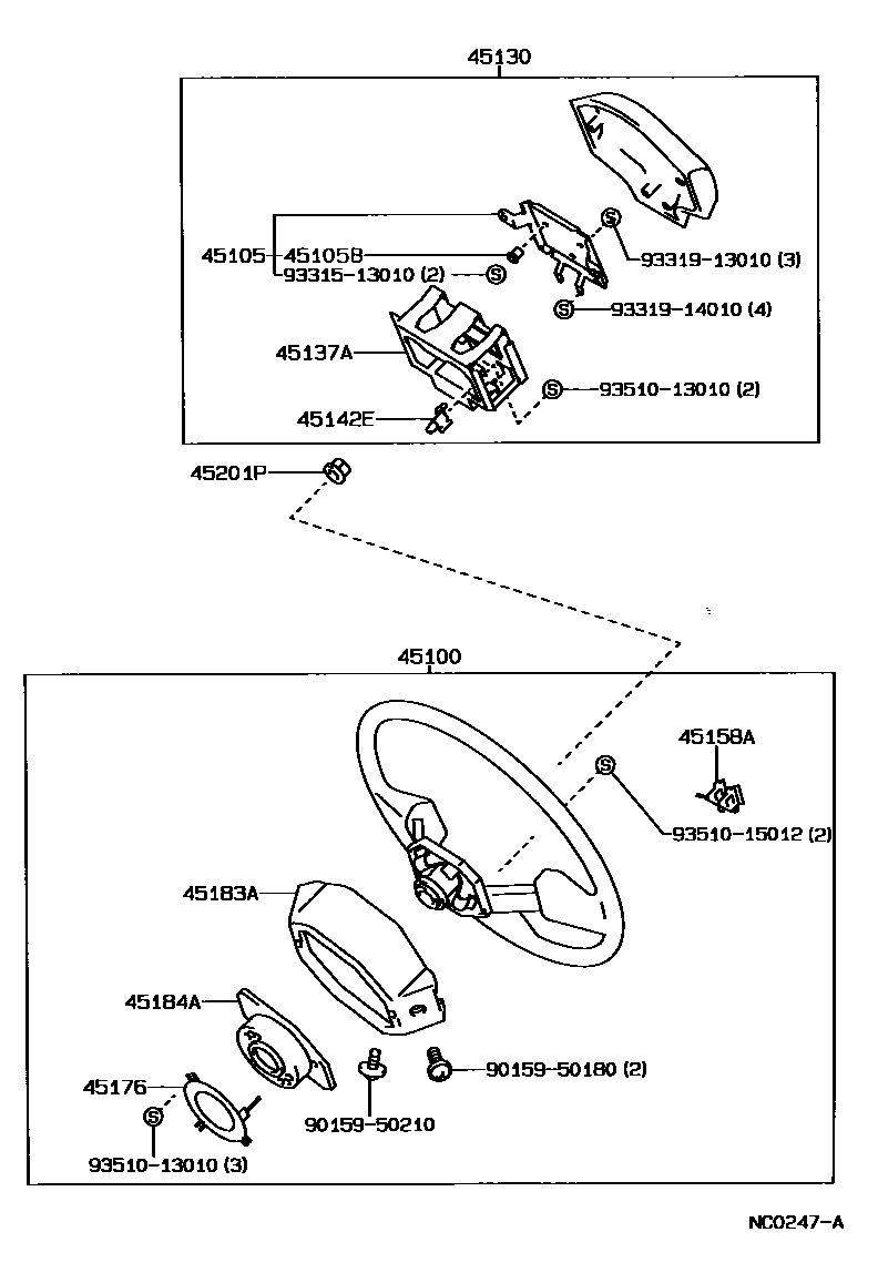 Toyota COROLLA Steering Wheel EPC diagram — NC0247A