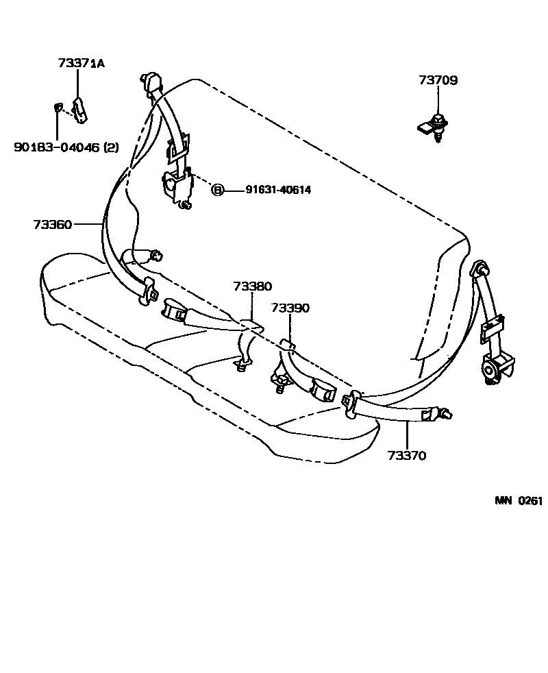 Toyota COROLLA 安全带和儿童保护座椅 EPC diagram — MN0261