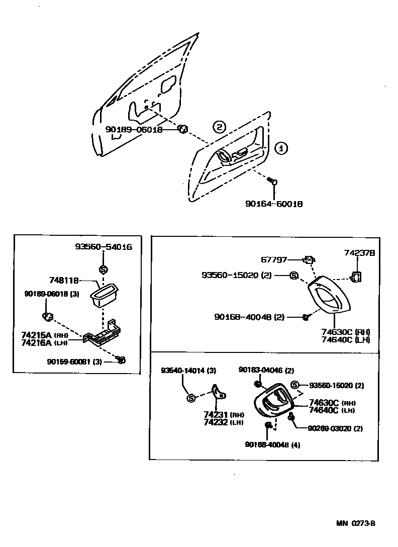 Toyota COROLLA 扶手和遮阳板 EPC diagram — MN0273B