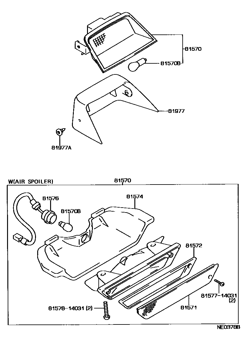 Toyota COROLLA 高位刹车灯 EPC diagram — NE0378B