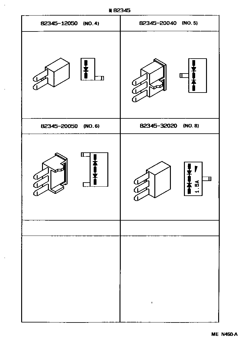 Toyota COROLLA 线束和卡夹 EPC diagram — MEN450A