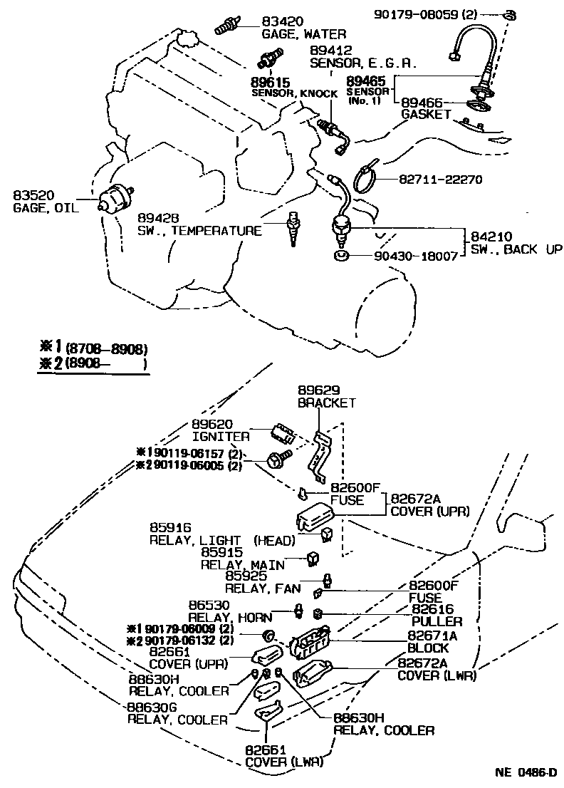 Toyota COROLLA 开关和继电器和ECU EPC diagram — NE0486D
