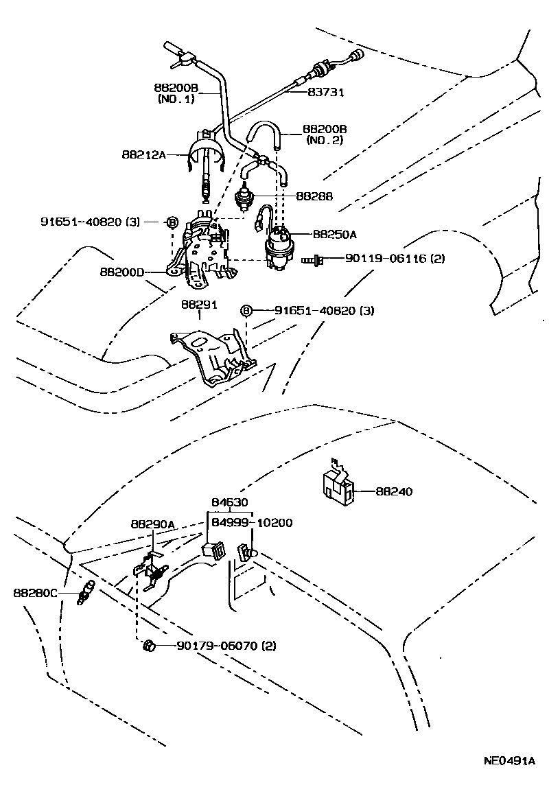 Toyota COROLLA 巡航控制(自动行驶) EPC diagram — NE0491A