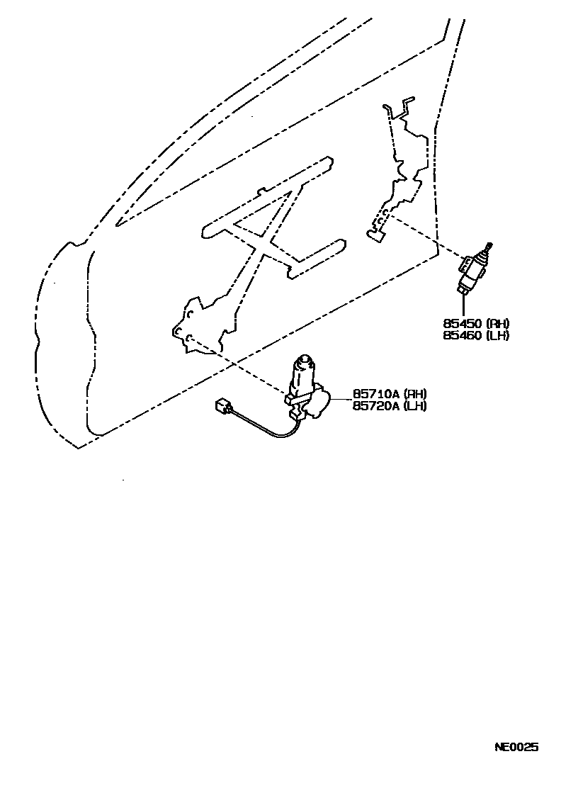 Toyota COROLLA 车门电机和车门电磁阀 EPC diagram — NE0025
