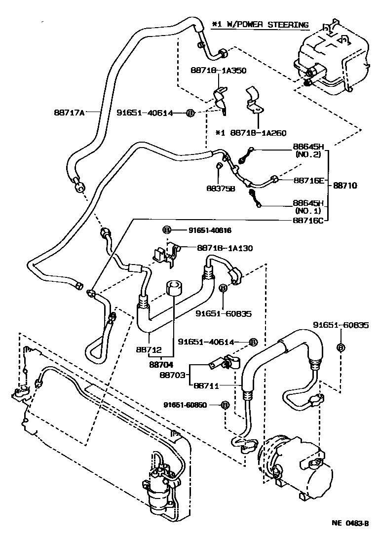 Toyota COROLLA Heating & Air Conditioning - Cooler Piping EPC diagram — NE0483B