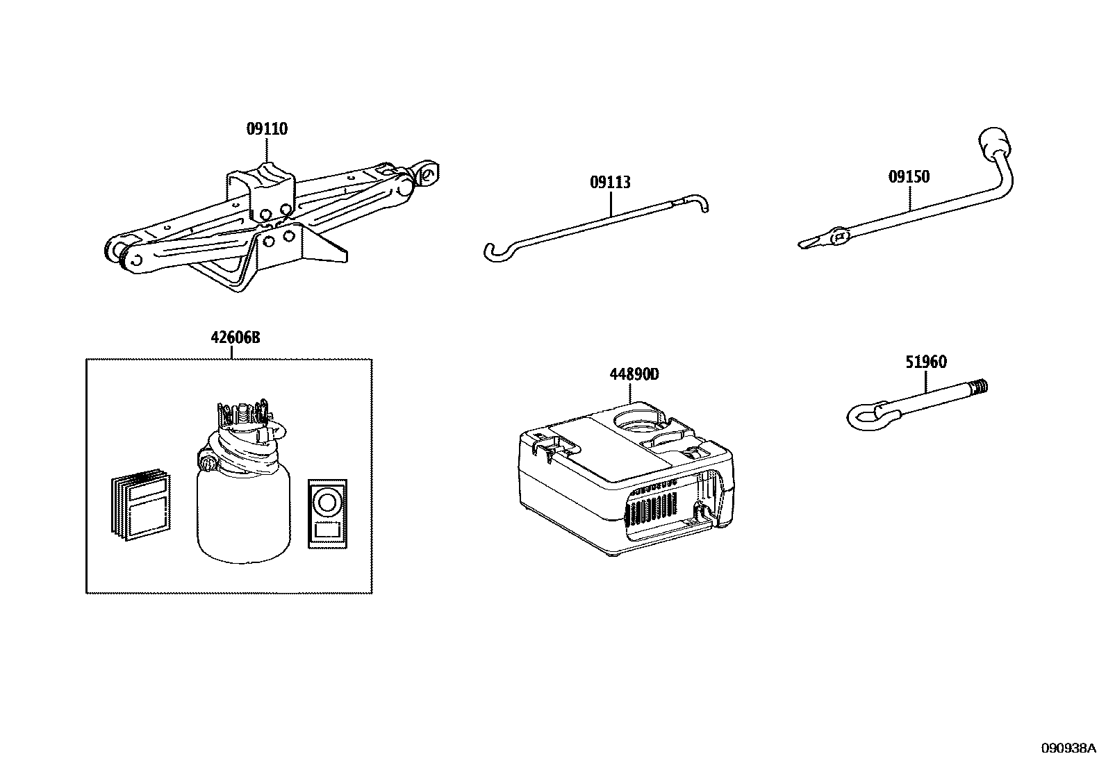 Toyota COROLLA Standard Tools EPC diagram — 090938A