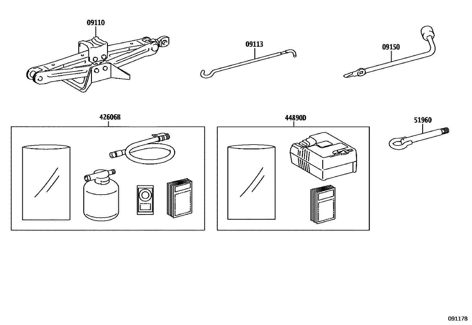 Toyota COROLLA Standard Tools EPC diagram — 091178