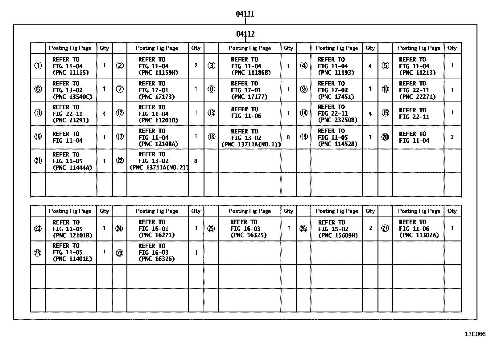 Toyota COROLLA Engine Overhaul Gasket Kit EPC diagram — 11E066