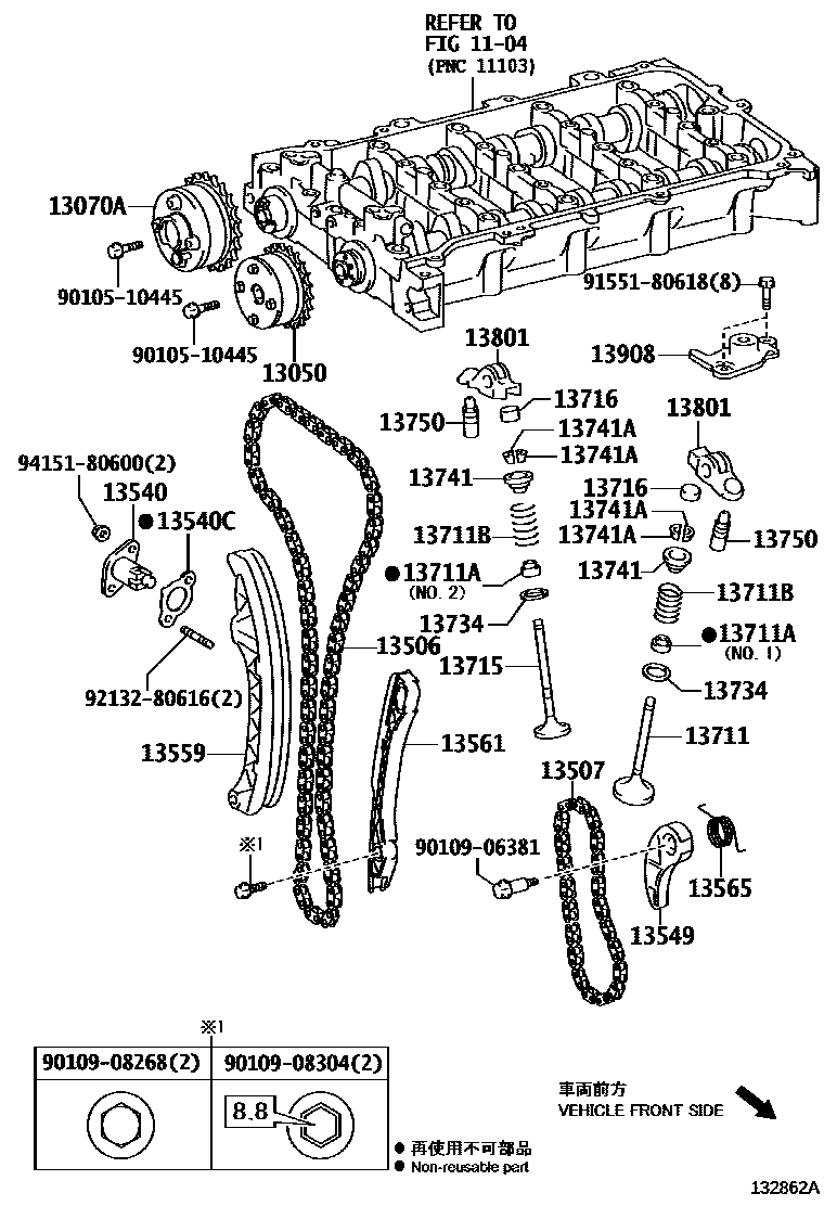 Toyota COROLLA Camshaft & Valve EPC diagram — 132862A