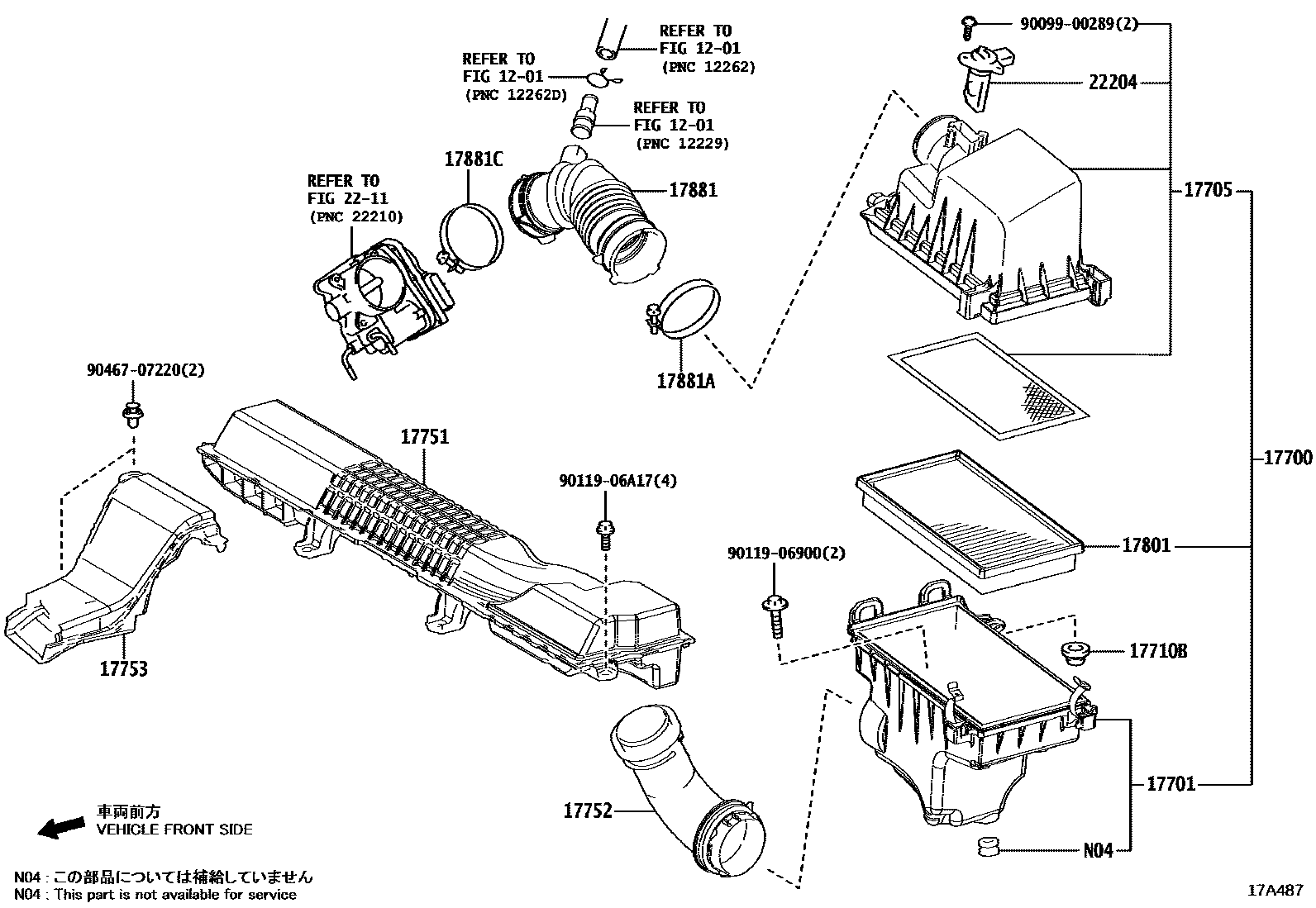 Toyota COROLLA Air Cleaner EPC diagram — 17A487