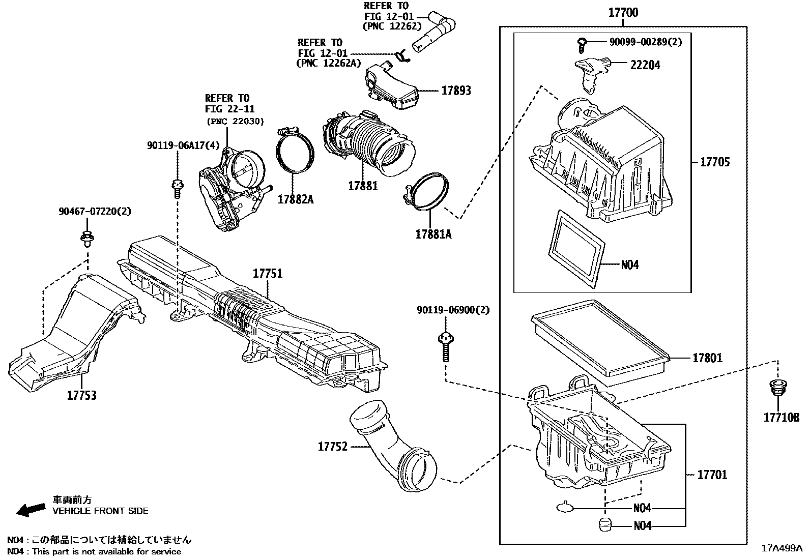 Toyota COROLLA Air Cleaner EPC diagram — 17A499A