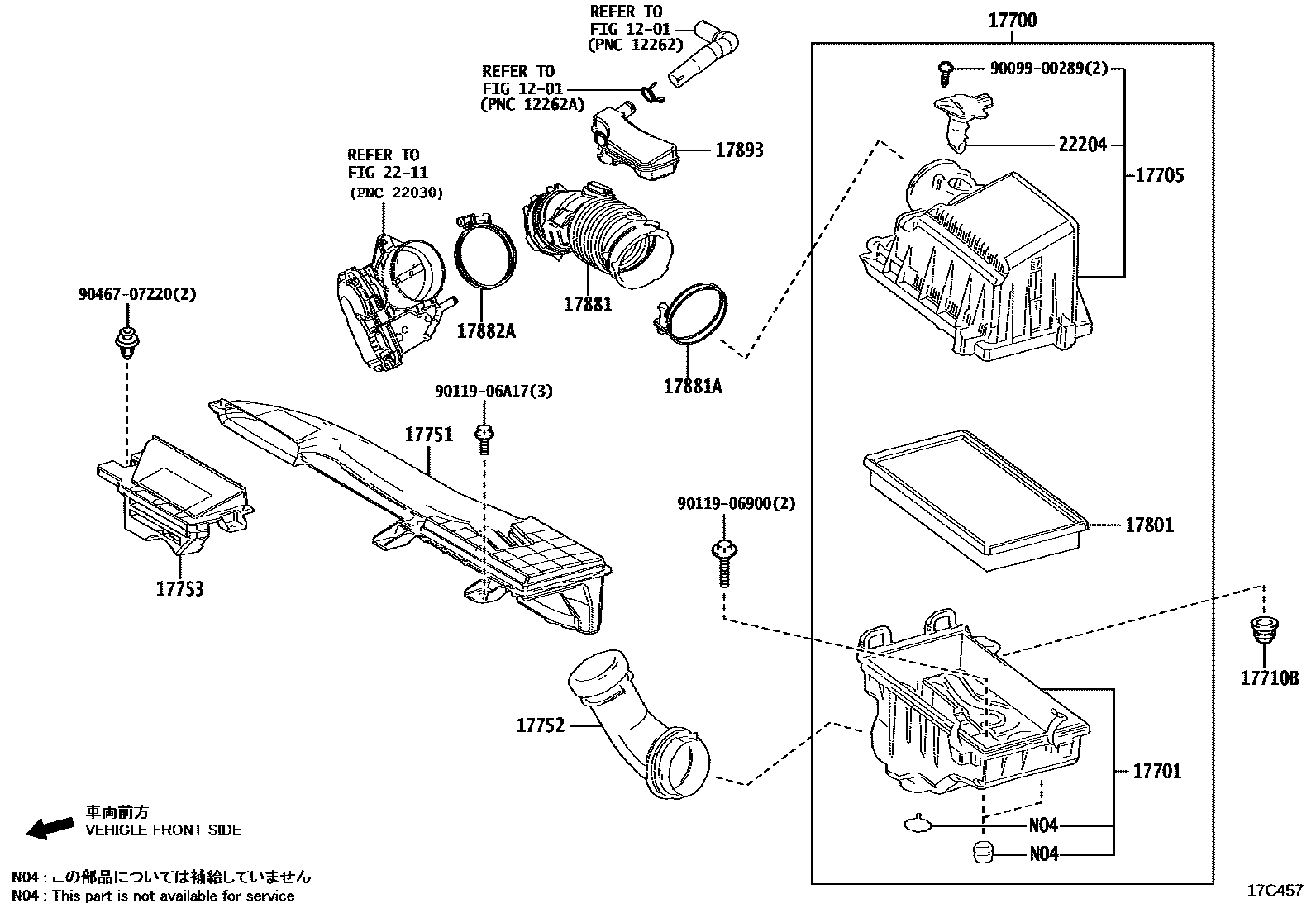 Toyota COROLLA Air Cleaner EPC diagram — 17C457