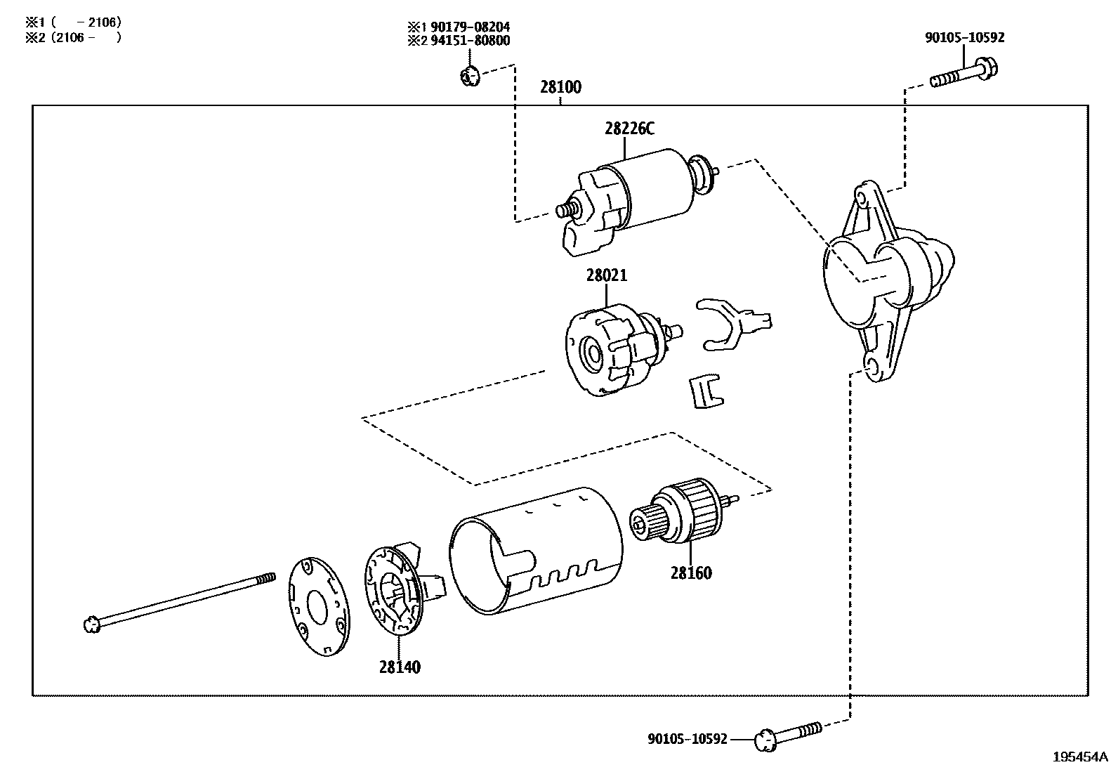 Toyota COROLLA 起动机 EPC diagram — 195454A