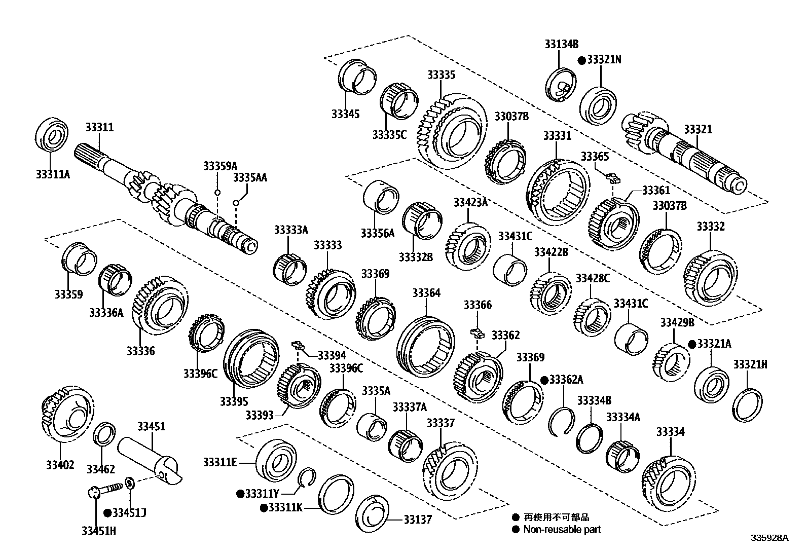 Toyota COROLLA 变速器齿轮(MTM) EPC diagram — 335928A