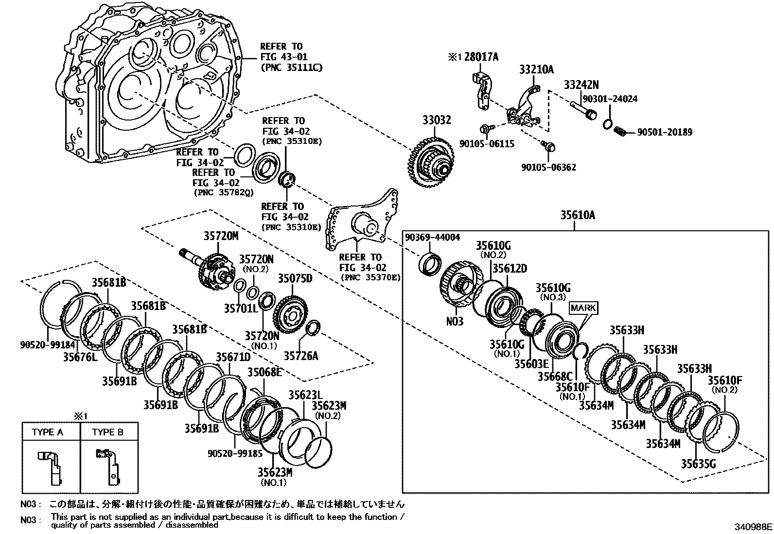 Toyota COROLLA 传动桥总成(CVT) EPC diagram — 340988E