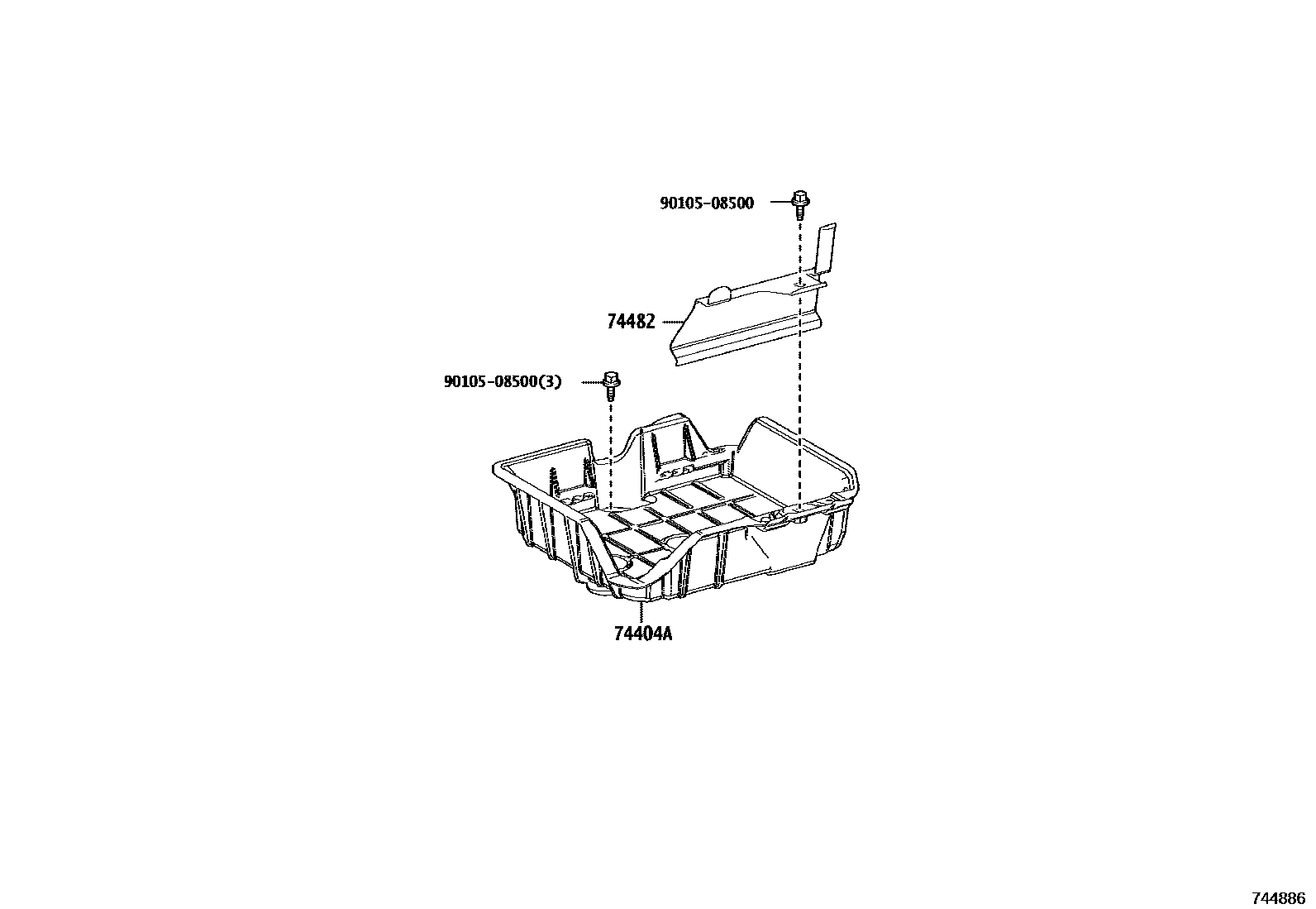 Toyota COROLLA battery holder EPC diagram — 744886