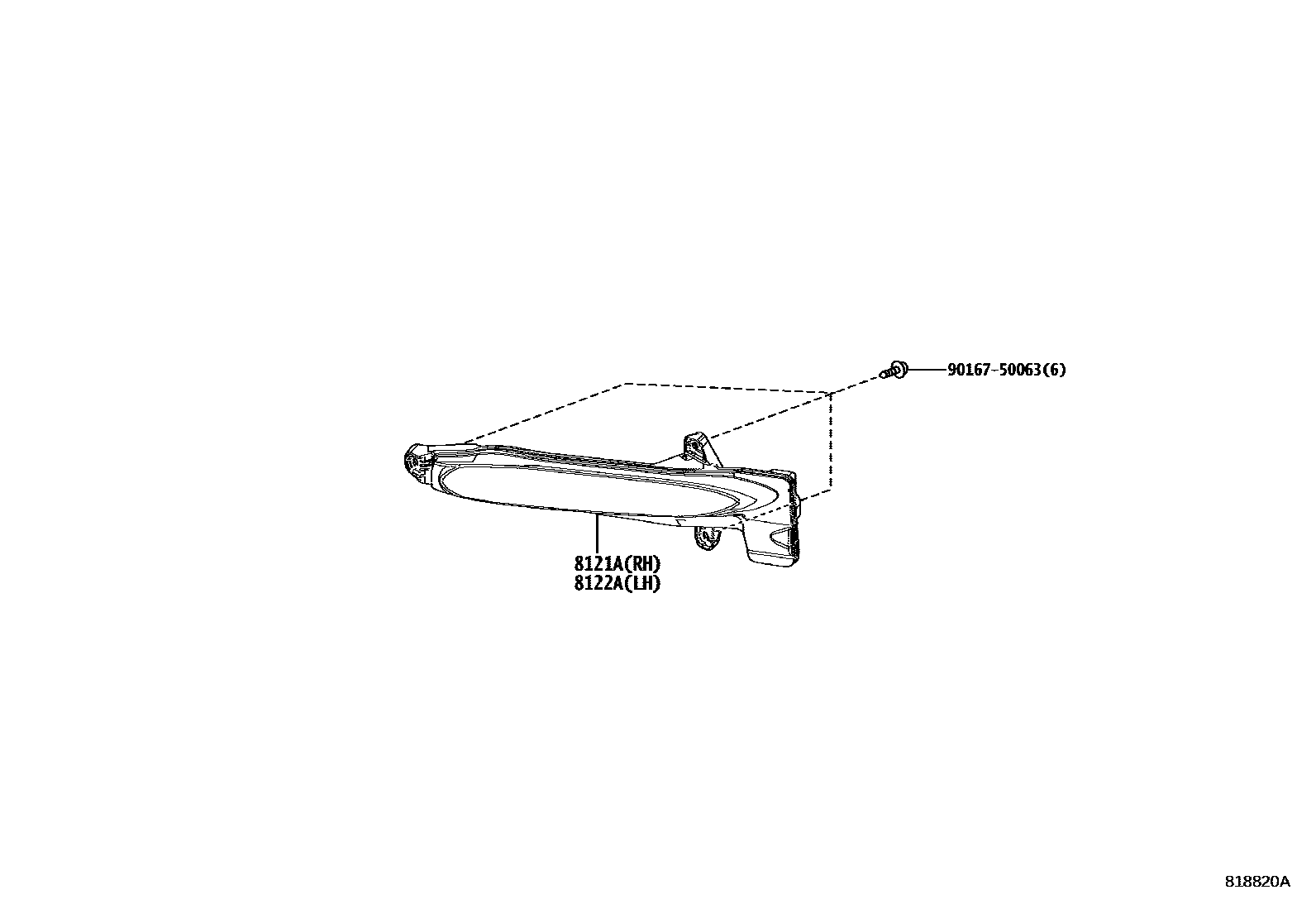 Toyota COROLLA 日间行车照明灯或照明灯 EPC diagram — 818820A