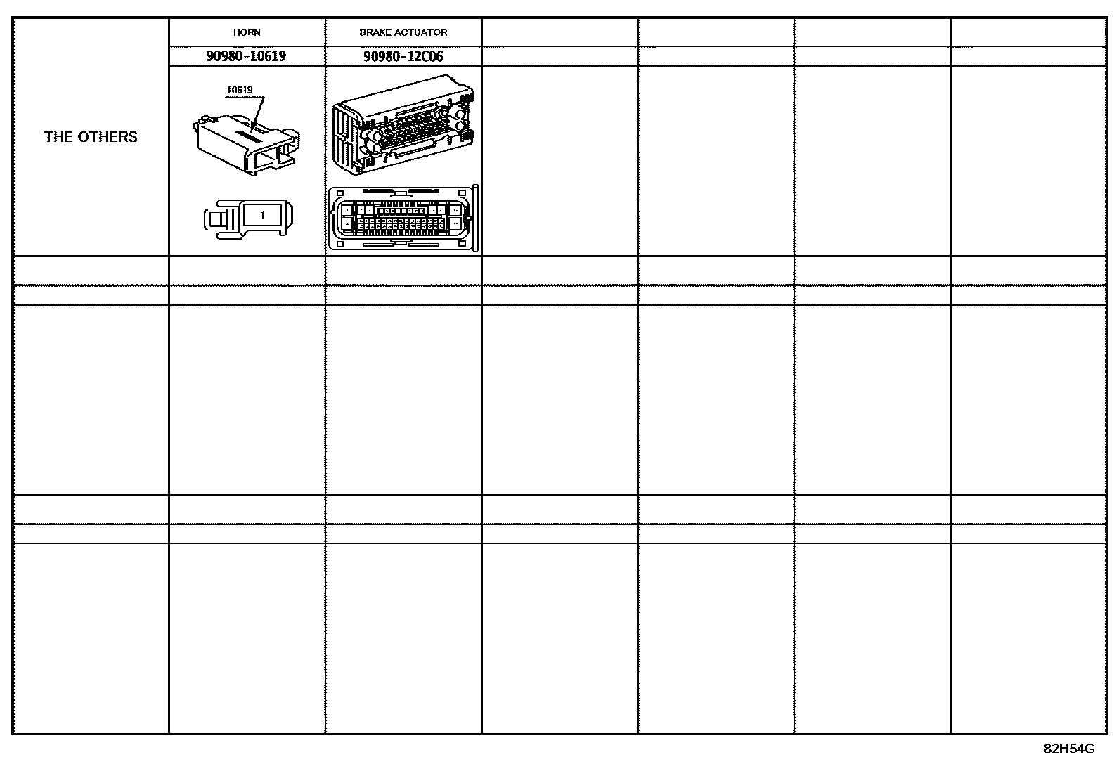 Toyota COROLLA 线束和卡夹 EPC diagram — 82H54H
