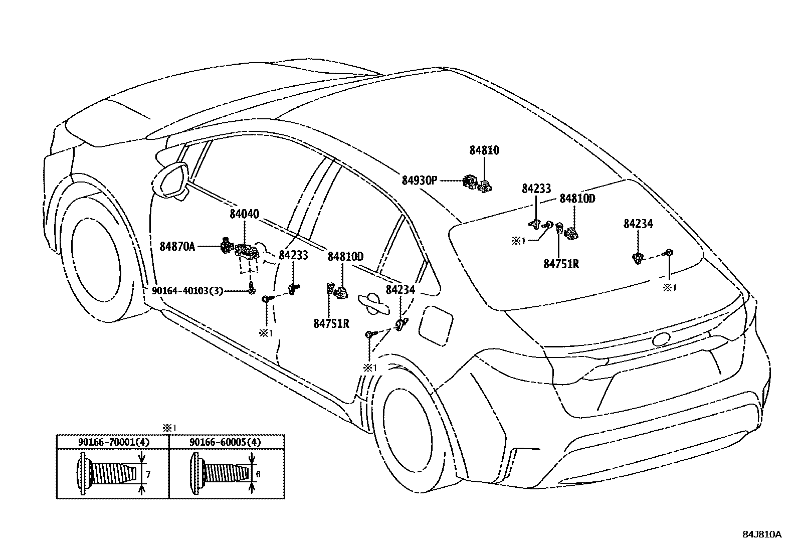 Toyota COROLLA 开关和继电器和ECU EPC diagram — 84J810A