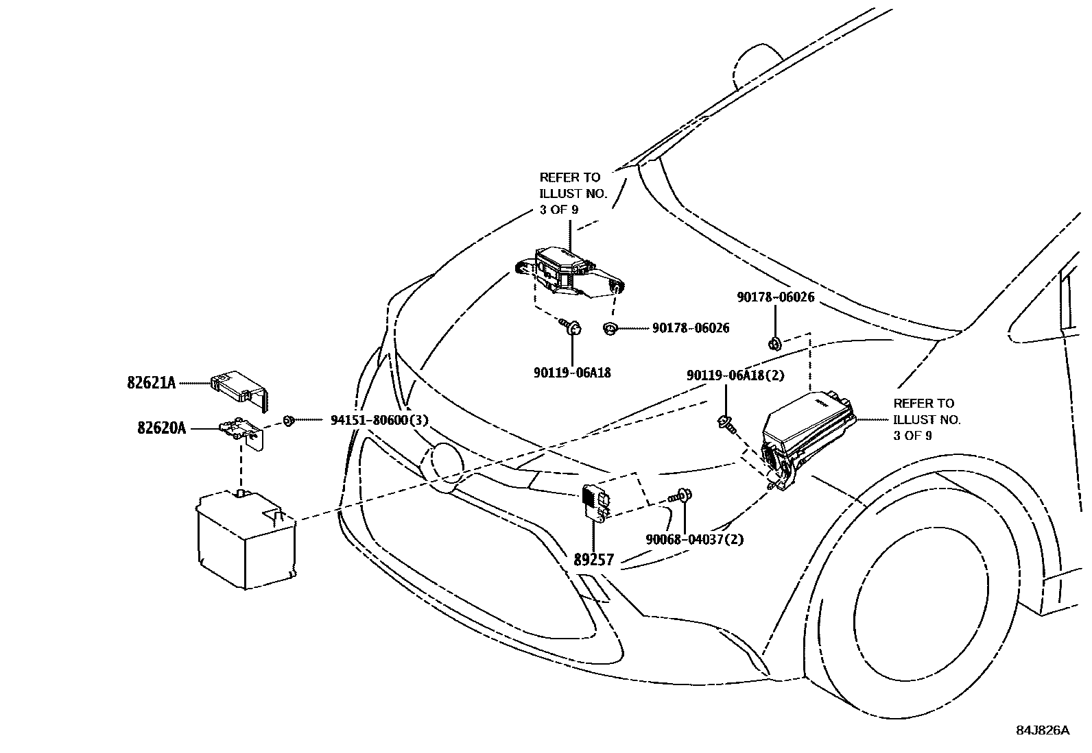 Toyota COROLLA 开关和继电器和ECU EPC diagram — 84J826A