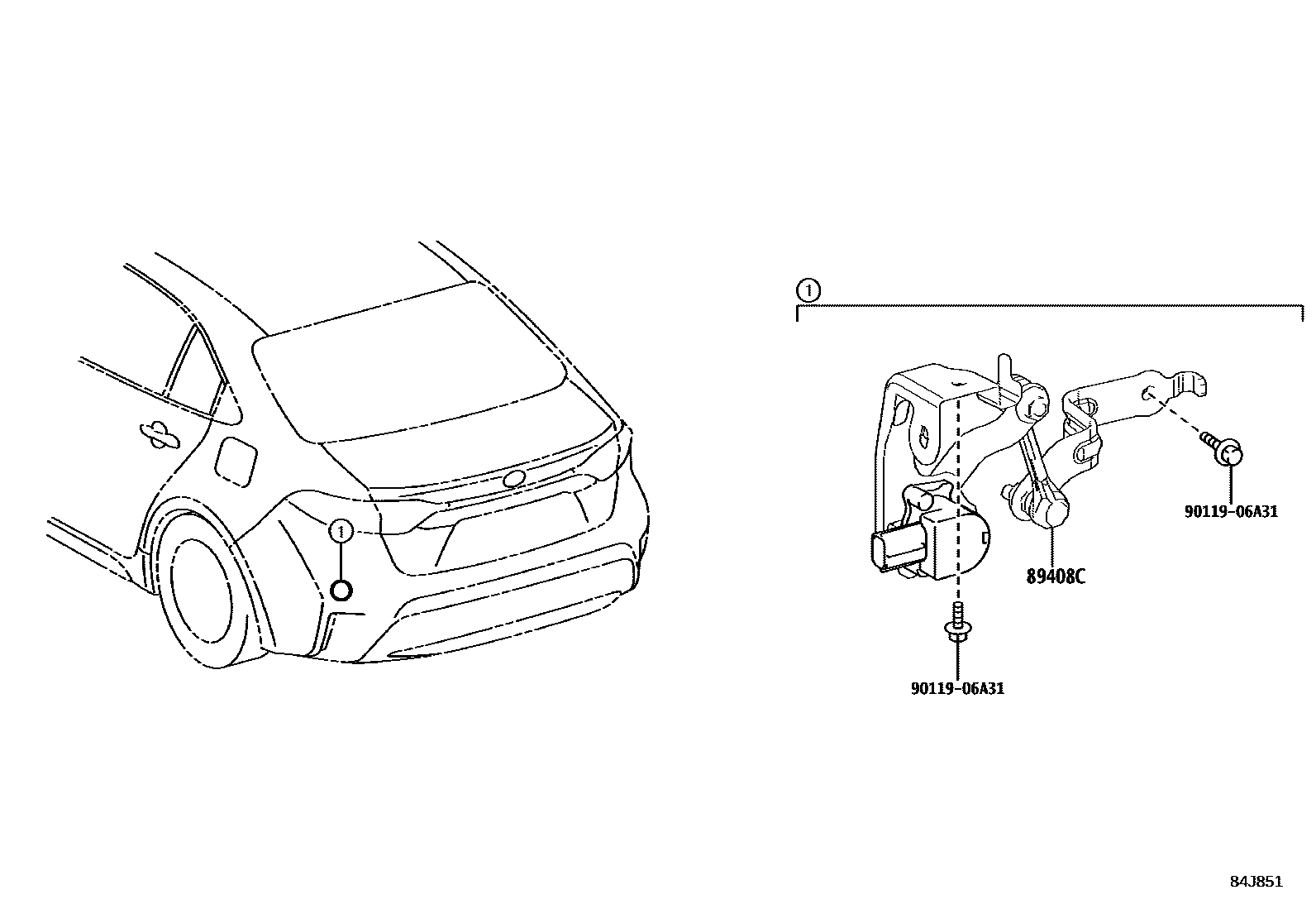Toyota COROLLA 电子高度控制 EPC diagram — 84J851