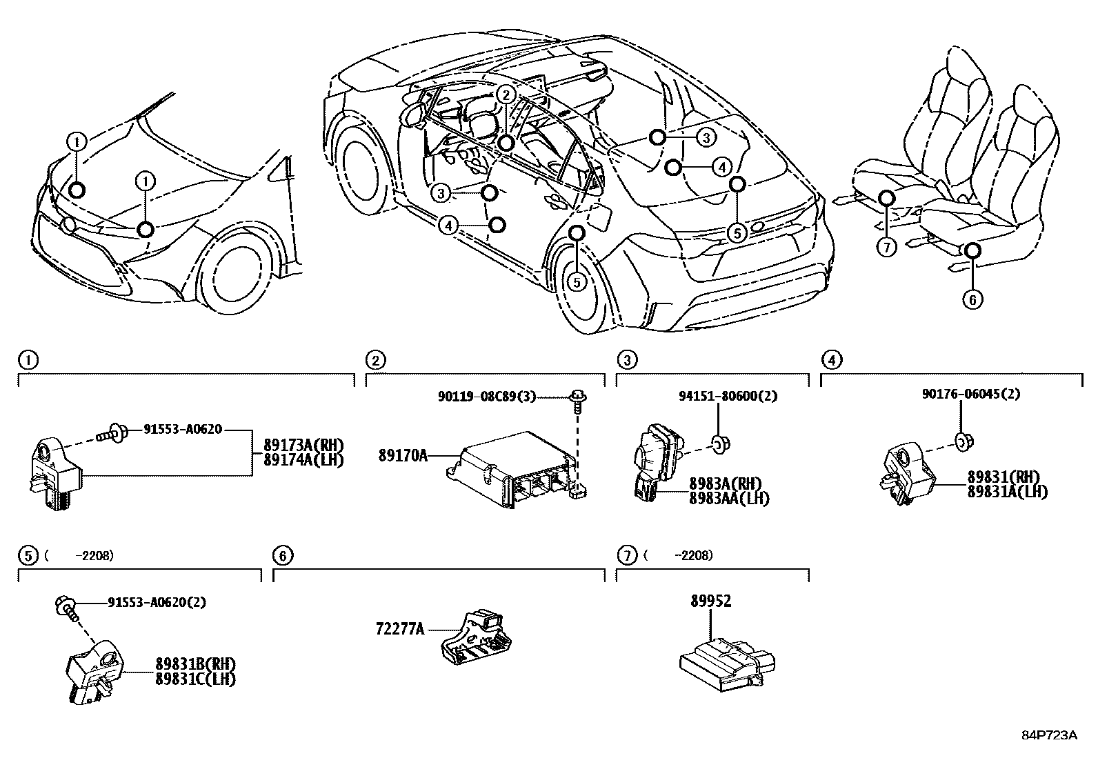 Toyota COROLLA 空气囊 EPC diagram — 84P723A