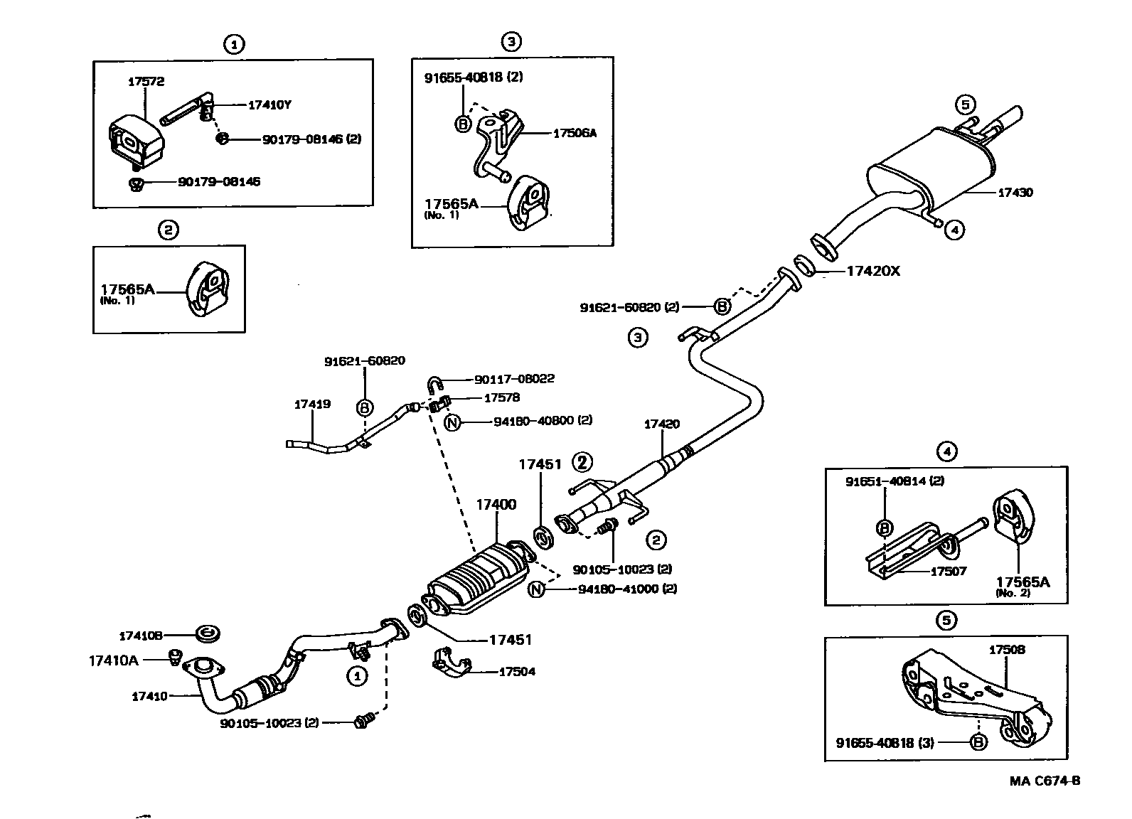Toyota COROLLA Exhaust Pipe EPC diagram — MAC674B