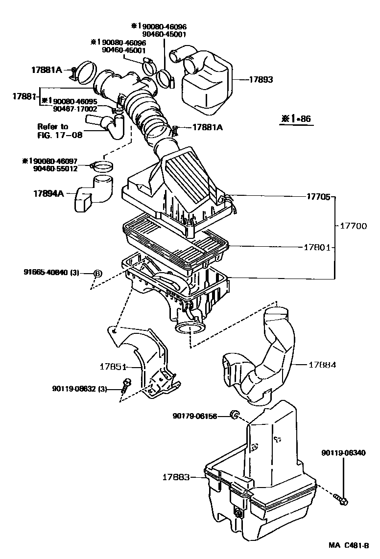 Toyota COROLLA Air Cleaner EPC diagram — MAC481B