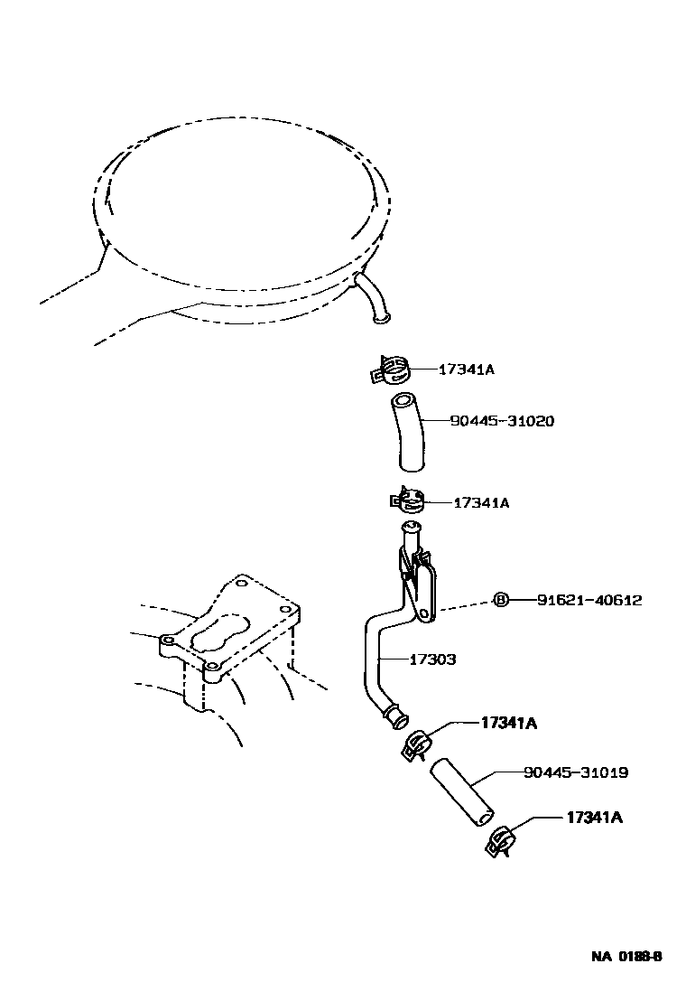 Toyota COROLLA 歧管喷气系统 EPC diagram — NA0188B