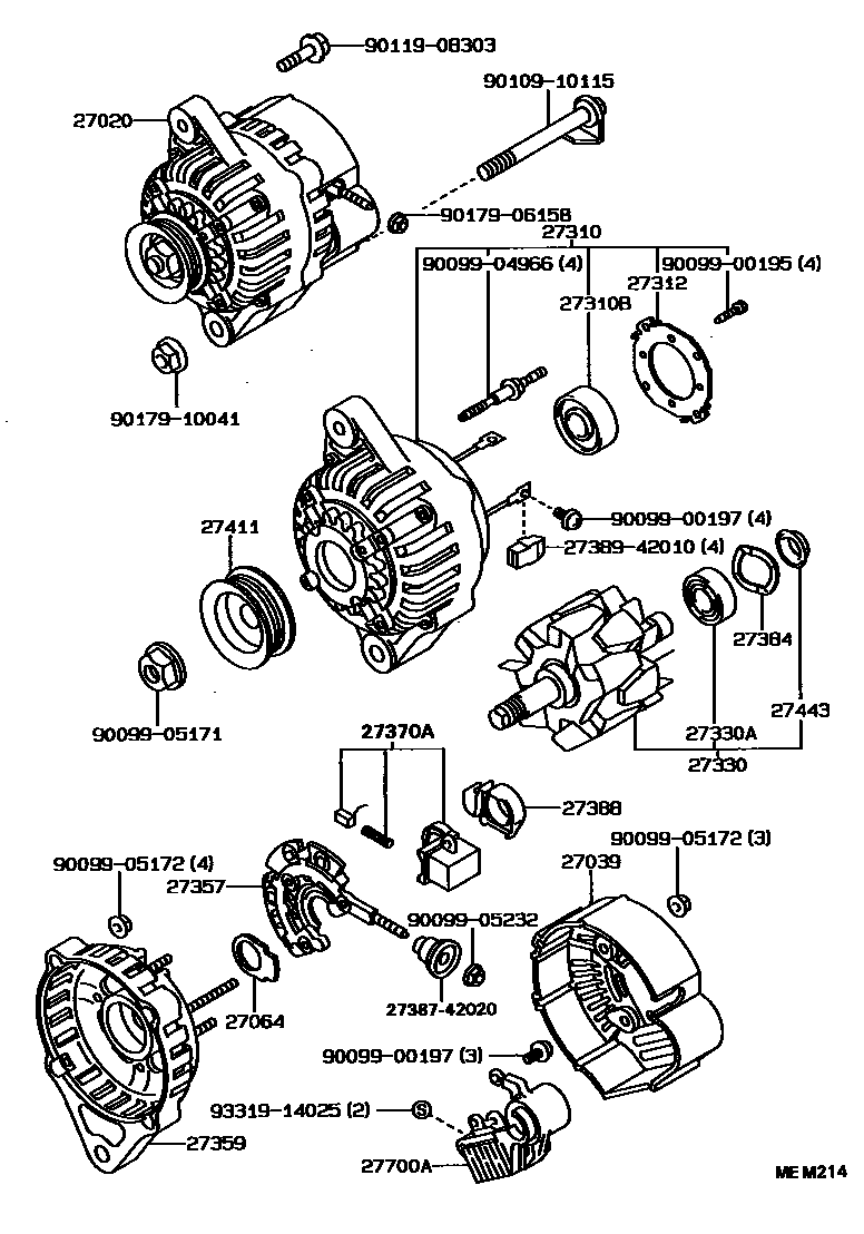 Toyota COROLLA Alternator EPC diagram — MEM214