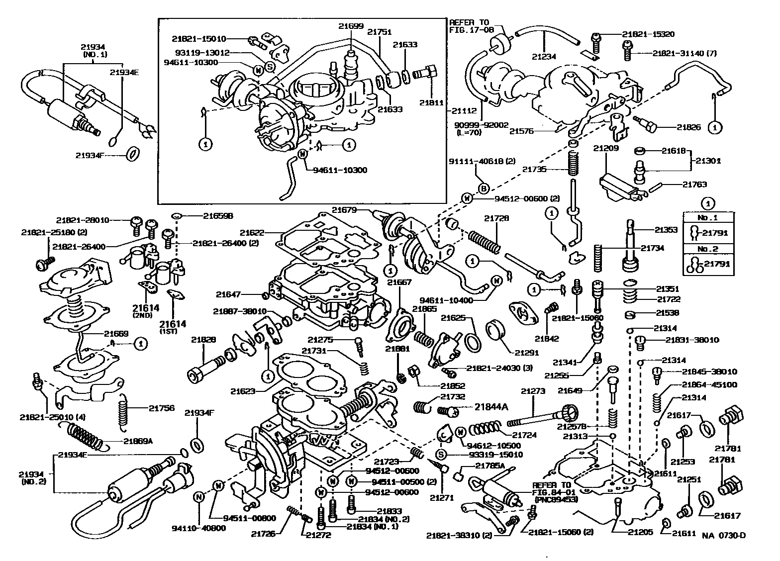 Toyota COROLLA 化油器 EPC diagram — NA0730D