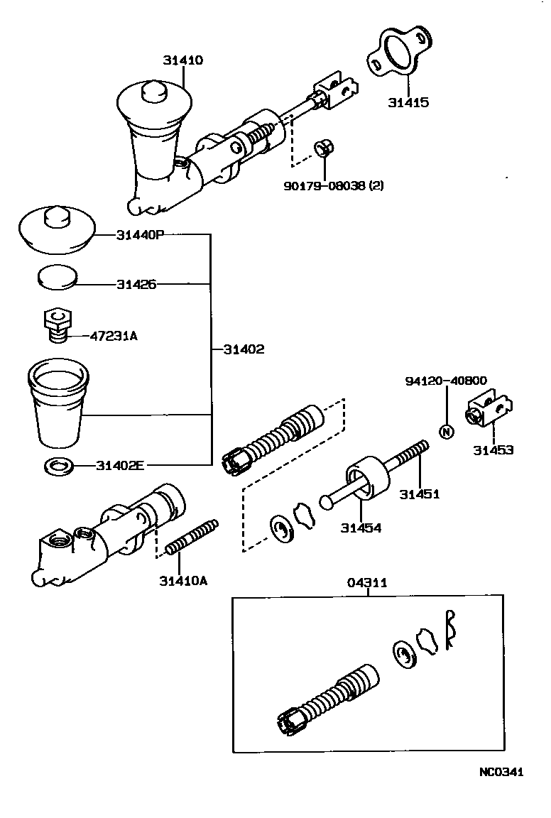 Toyota COROLLA 离合器总泵 EPC diagram — NC0341