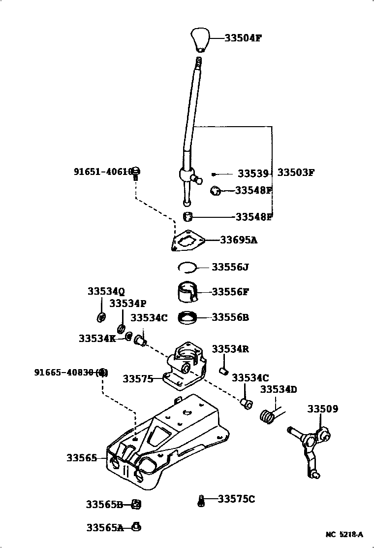 Toyota COROLLA Shift Lever & Retainer EPC diagram — 334206