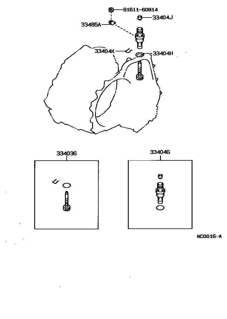 Toyota COROLLA 速度表从动齿轮(ATM) EPC diagram — NC0016A