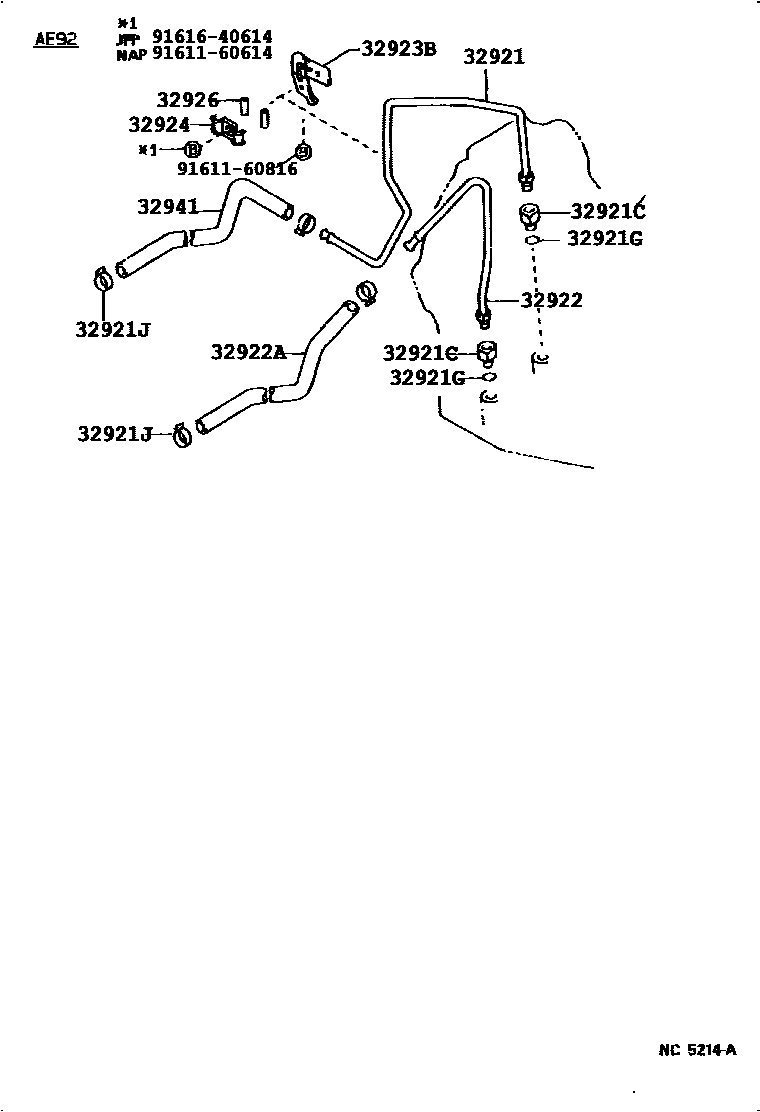 Toyota COROLLA 变速器油冷却器和配管(ATM) EPC diagram — 357939