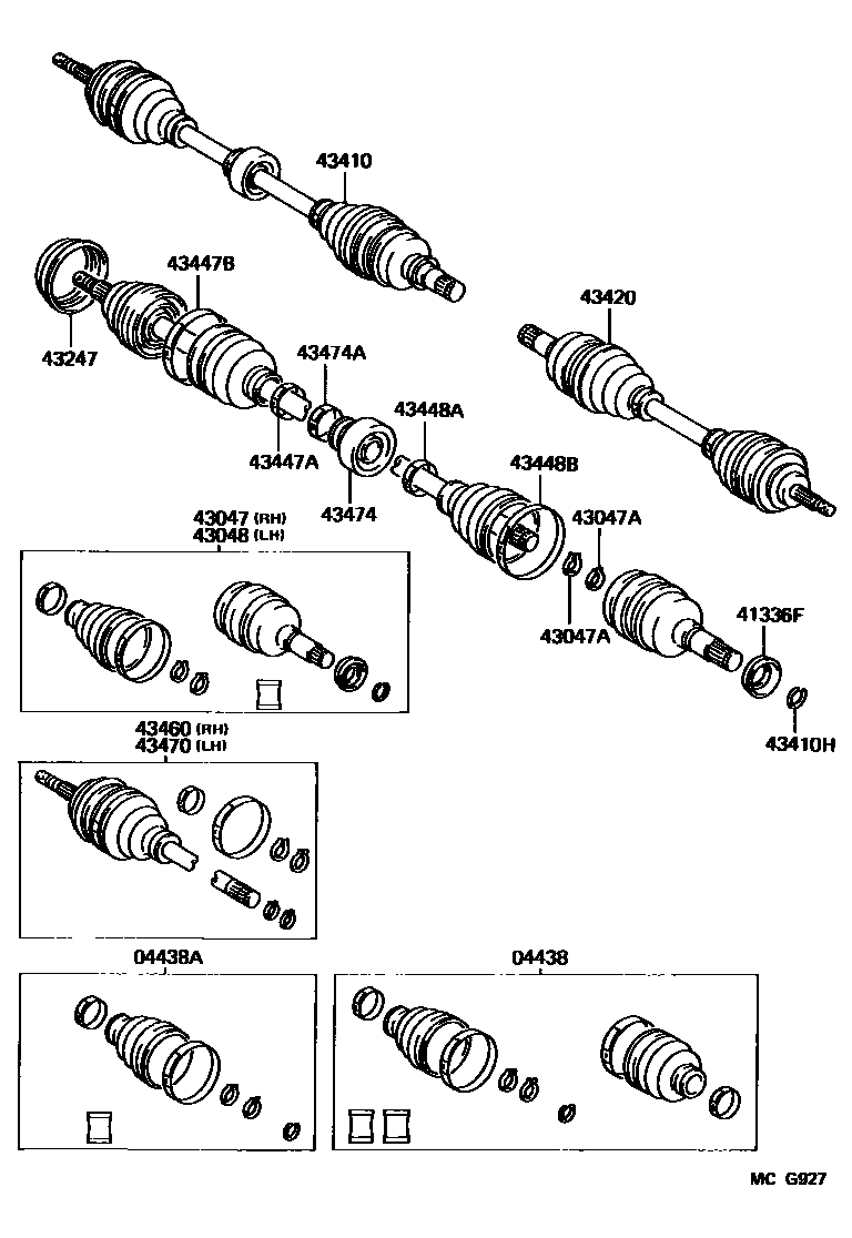 Toyota COROLLA Front Drive Shaft EPC diagram — MCG927