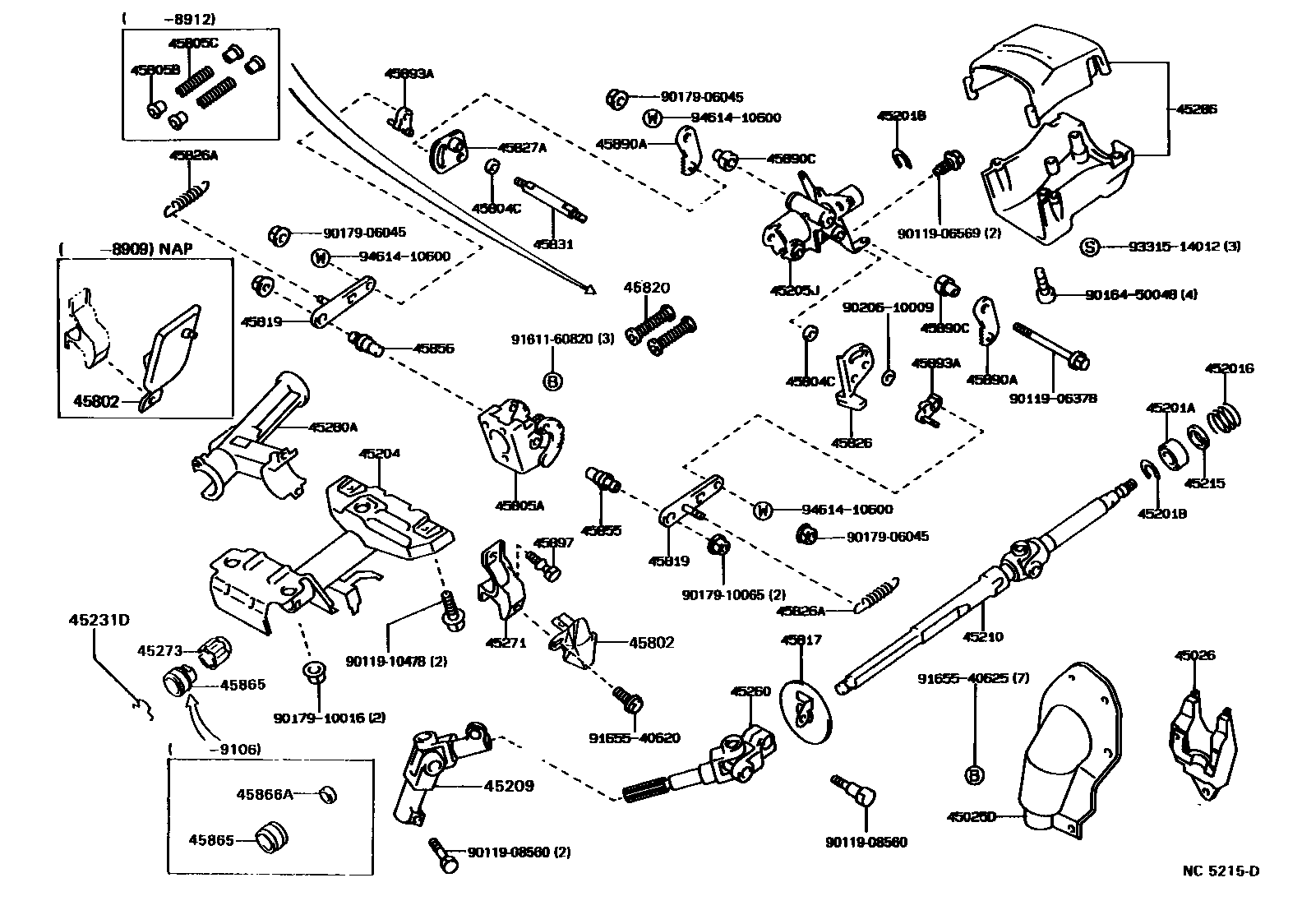 Toyota COROLLA Steering Column & Shaft EPC diagram — NC5215D