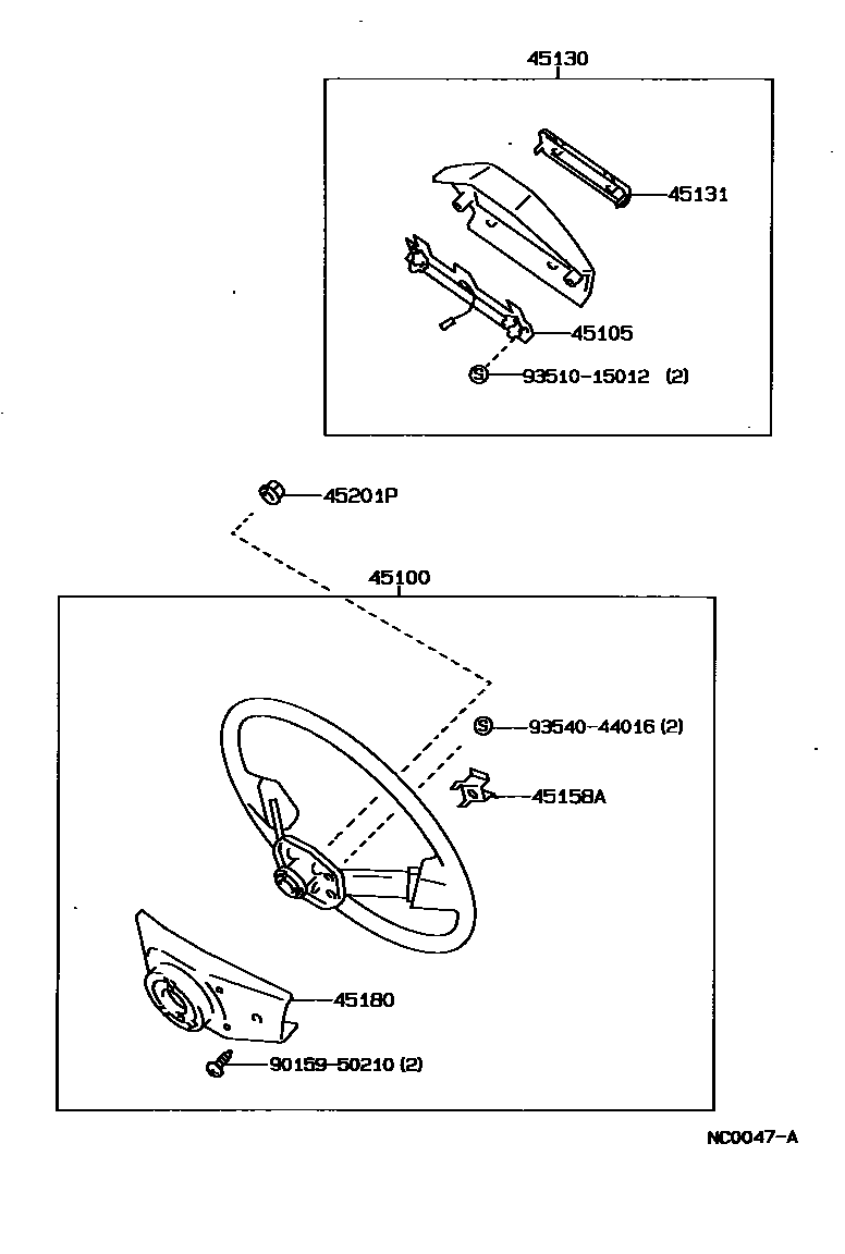 Toyota COROLLA Steering Wheel EPC diagram — NC0047A