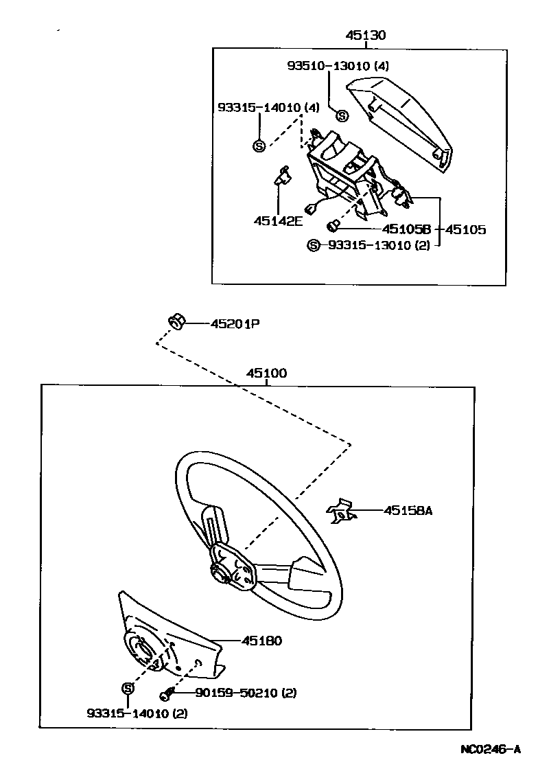 Toyota COROLLA Steering Wheel EPC diagram — NC0246A