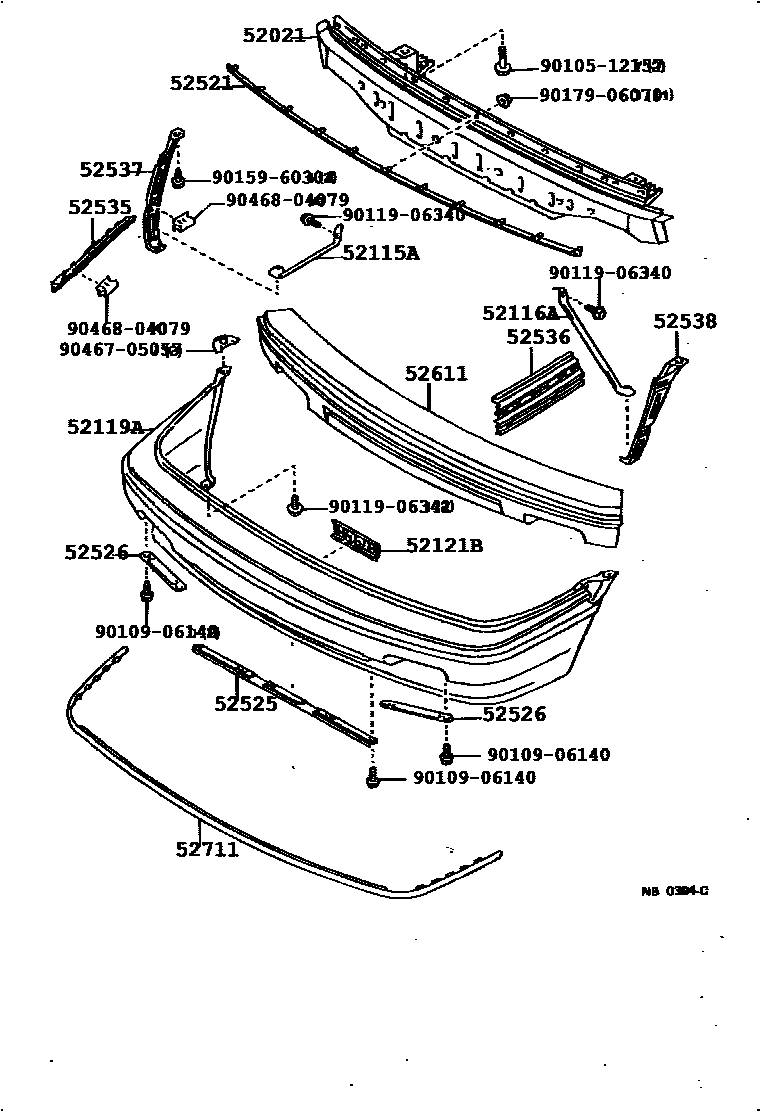 Toyota COROLLA 前保险杠及附件 EPC diagram — 522383