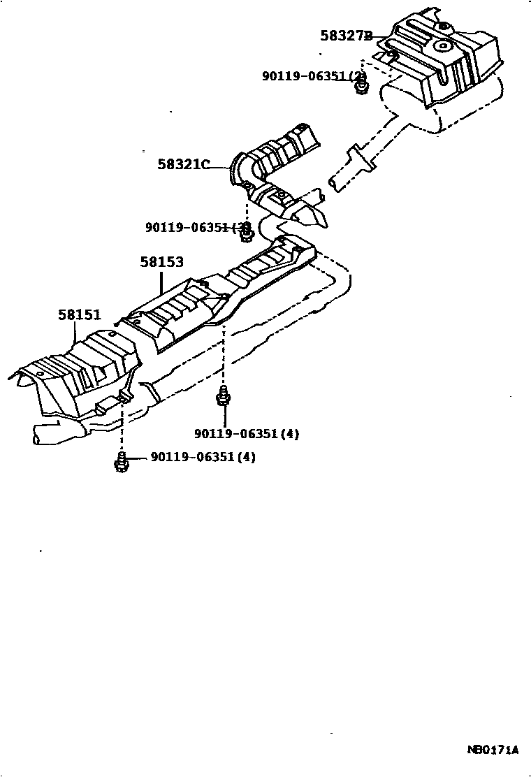 Toyota COROLLA 地板隔热垫 EPC diagram — 584034