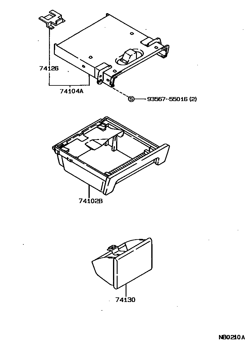 Toyota COROLLA 烟灰盒 EPC diagram — NB0210A