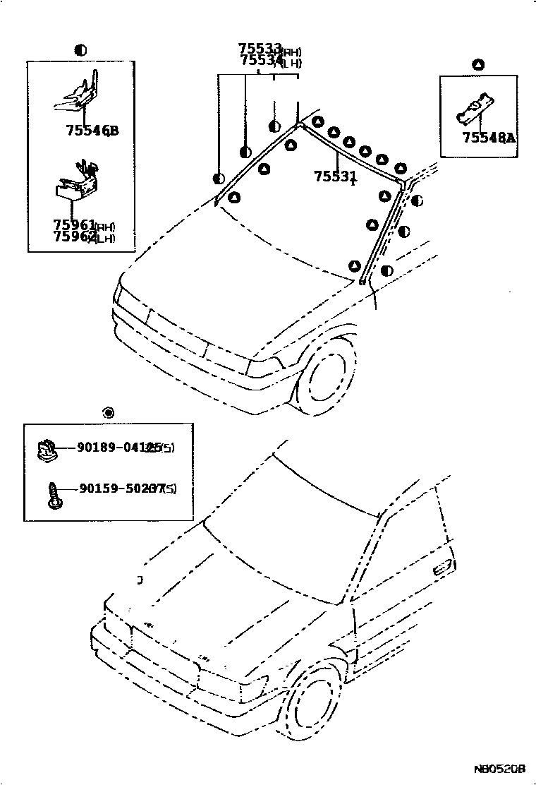 Toyota COROLLA 前防护条 EPC diagram — 752435