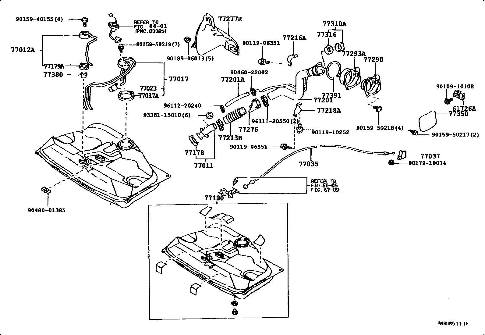 Toyota COROLLA 燃油箱和燃油管 EPC diagram — 772920