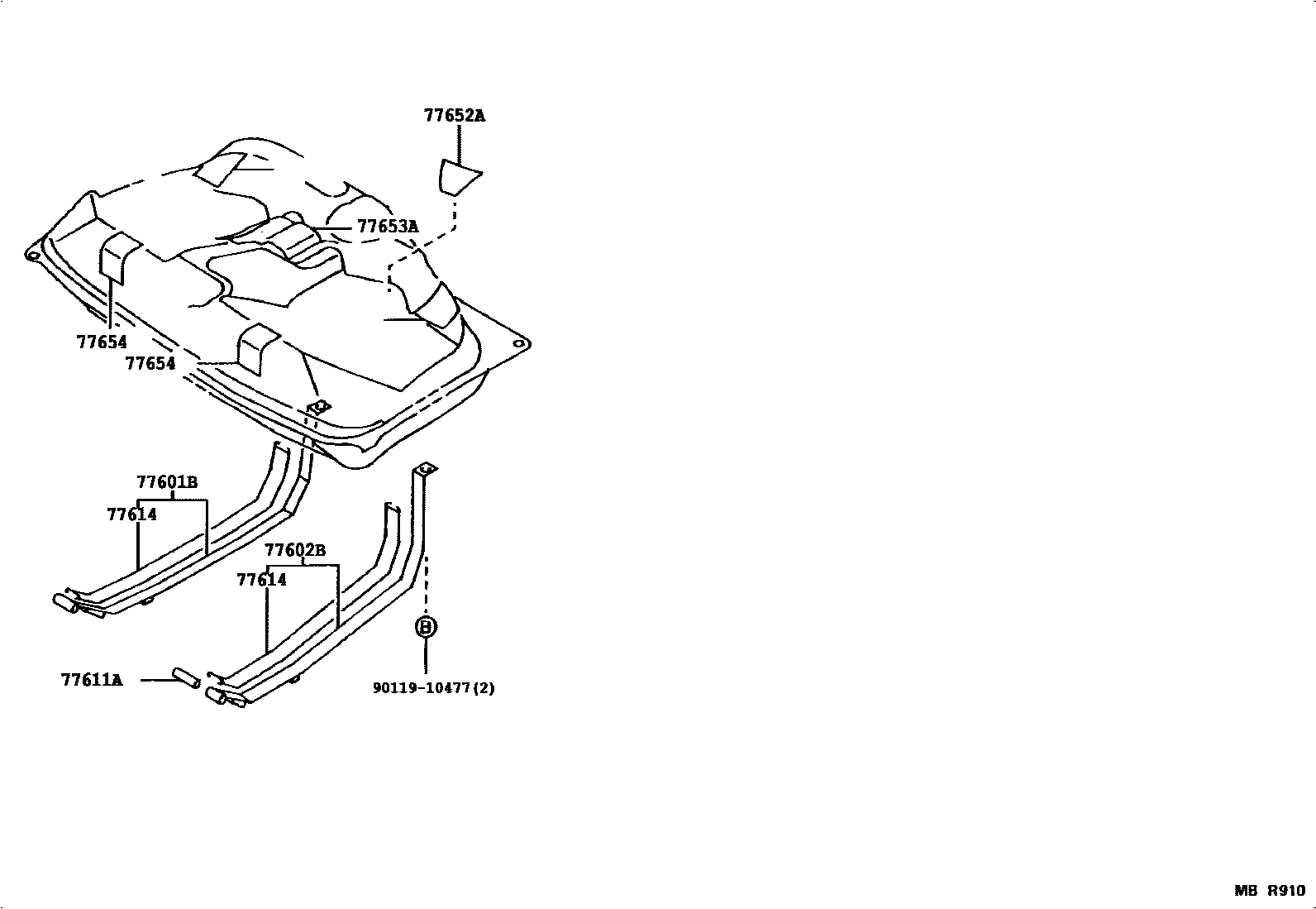 Toyota COROLLA 燃油箱和燃油管 EPC diagram — 772921