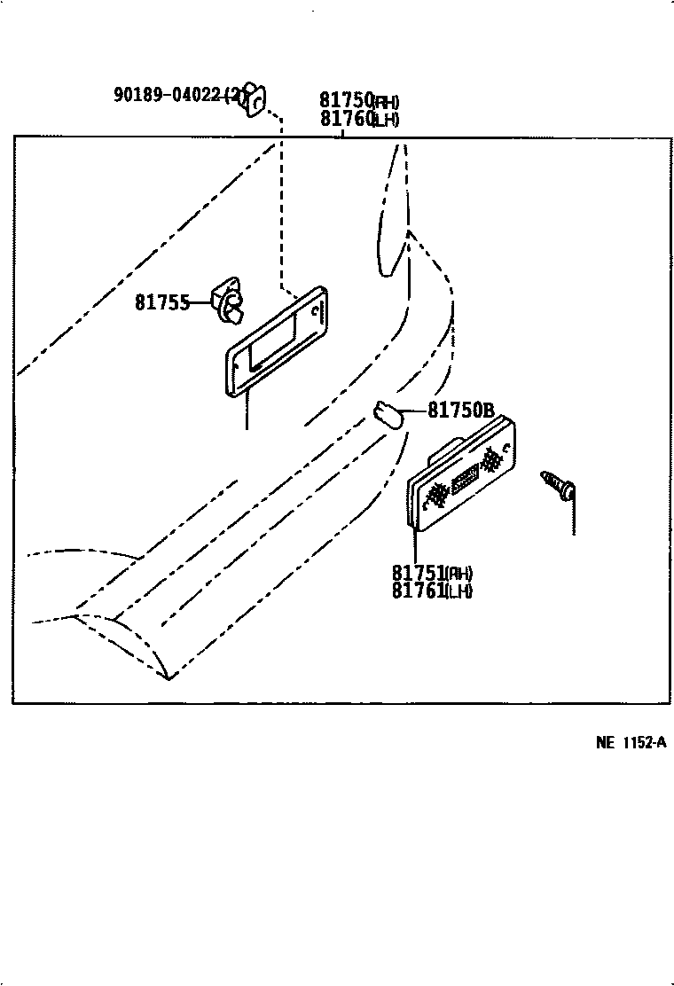Toyota COROLLA 后侧标示灯 EPC diagram — 815616