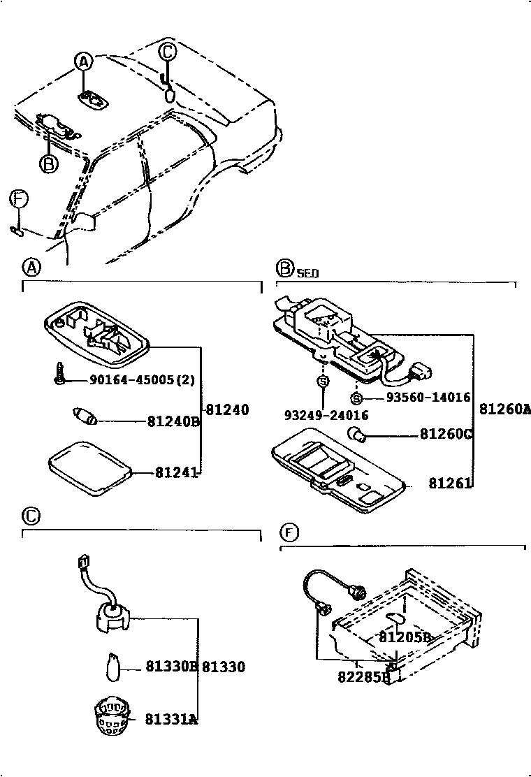Toyota COROLLA 车内灯 EPC diagram — 815618