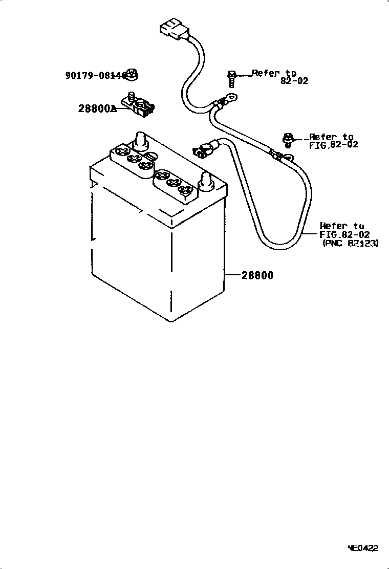 Toyota COROLLA 蓄电池和蓄电池电缆 EPC diagram — 827429