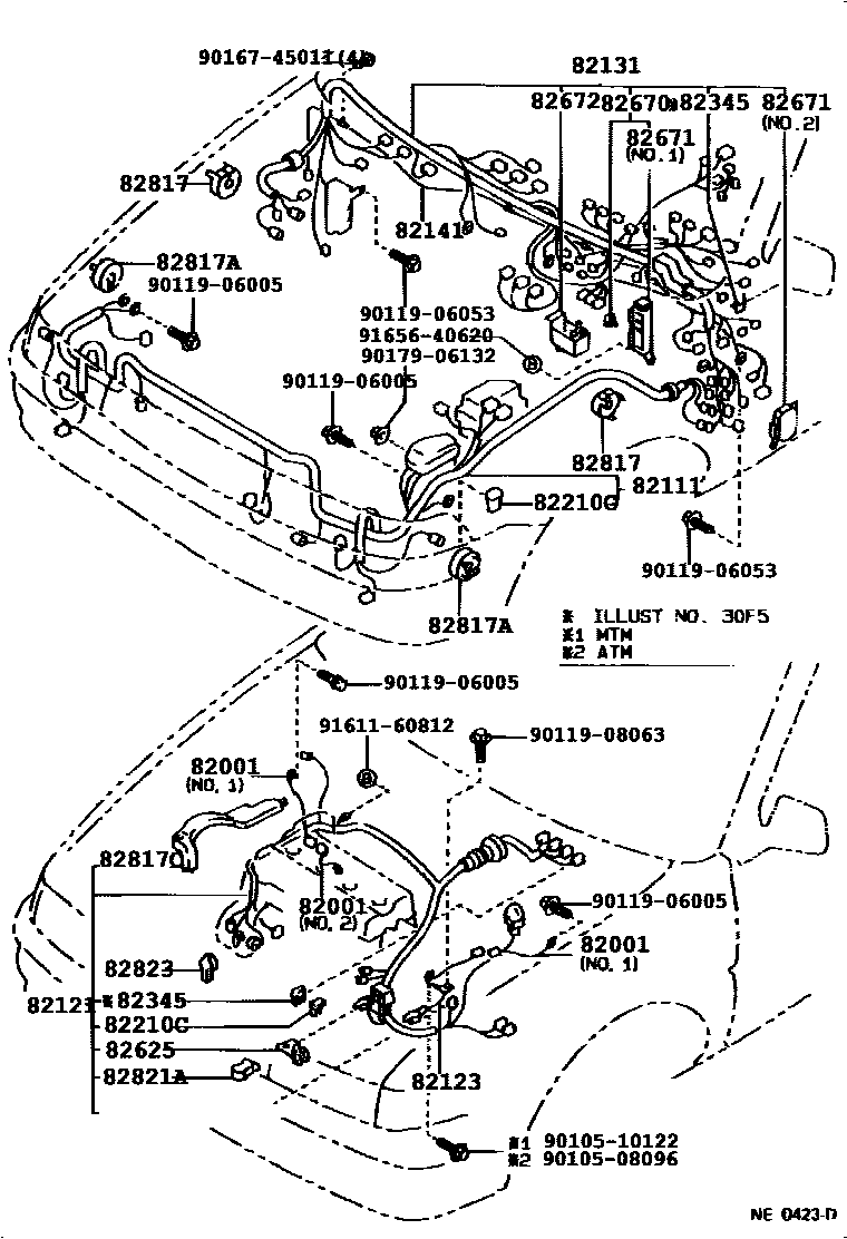 Toyota COROLLA 线束和卡夹 EPC diagram — 827430